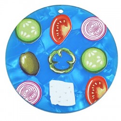 Plexi Acrylic Pendant Round Greek Salad 55mm