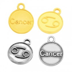 Zamak Charm Round Star Sign Cancer 12mm