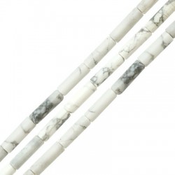 Semiprecious Stone Howlite Tube 4x13mm (30pcs) (Ø1mm)