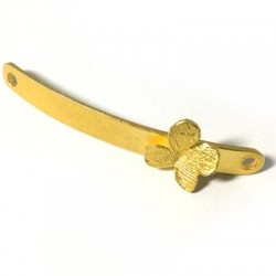 Connettore in Metallo Ottone Barretta Curvata con Farfalla 38x5mm