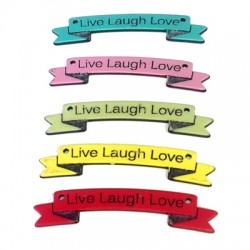 Pendentif Barre en Plexiacrylique 54x11mm avec phrase "Live Laugh Love"