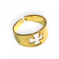 Brass Cast Chevalier Ring with Cross 18mm