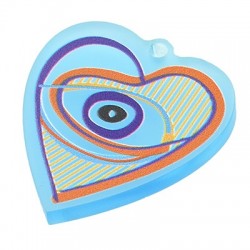 Plexi Acrylic Pendant Heart w/ Evil Eye 33x36mm