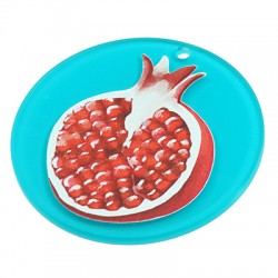 Plexi Acrylic Pendant Round w/ Pomegranate 47mm