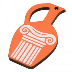 Pendente in Legno Souvenir Anfora con Colonna Greca 34x60mm