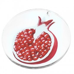 Plexi Acrylic Pendant Round w/ Pomegranate 47mm