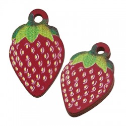 Wooden Charm Strawberry 12x16mm