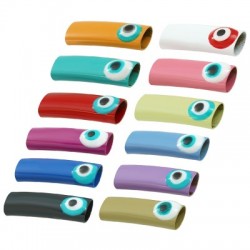 Enameled Brass Painted Tube with Evil Eye 3x17mm
