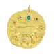 Zircon Brass Charm Round Star Sign Taurus 21mm