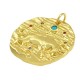 Zircon Brass Charm Round Star Sign Taurus 21mm