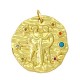 Zircon Brass Charm Round Star Sign Gemini 21mm