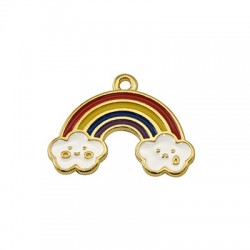 Pendentif nuage arc-en-ciel en Métal/Zamak émaillé 25x15mm