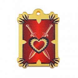 Plexi Acrylic Pendant Tag Heart Sword 20x28mm