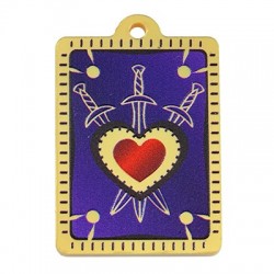 Plexi Acrylic Pendant Tag Heart Sword 29x40mm