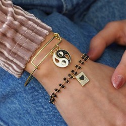 Μεταλλικό Μπρούτζινο Μοτίφ Yin Yang με Σμάλτο 18mm