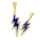 Pendente in Metallo Ottone Fulmine Zirconi e Smalto 9x30mm