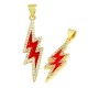 Enameled Brass Pendant Thunder Lightning with Zircon 9x30mm