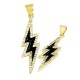 Pendentif en Laiton Émaillé avec Éclair et Zircon 9 x 30 mm