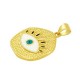 Colgante de Metal Latón Redondo Ojo con Esmalte 19mm