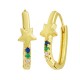 Brass Earring Hoop w/ Star & Zircon 13x18mm