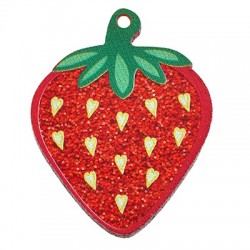 Plexi Acrylic Pendant Strawberry w/ Heart 33x38mm