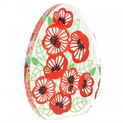 Plexi Acrylic Deco Egg w/ Poppies Flower Ladybug 90x115mm