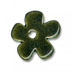Enameled Ceramic Pendant Flower 35mm Ø5mm