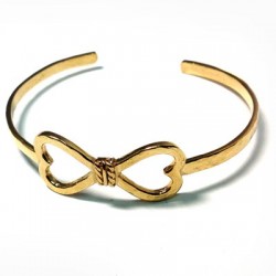 Bracelet en Laiton Coulé 2 Cœurs 33 x 17 mm