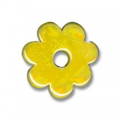 Enameled Ceramic Pendant Flower Daisy 30mm Ø7mm