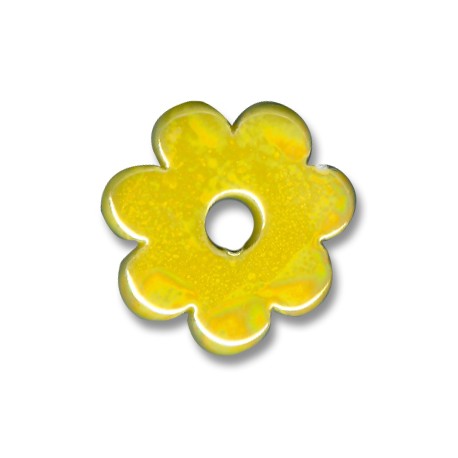 Enamel-Glazed One Color Ceramic Pendant Flower 32mm (Ø 7mm)