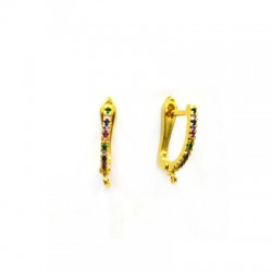 Brass Earring w/ Loop & Zircon 15x17mm