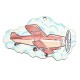 Wooden Pendant Cloud w/ Airplane 80x46mm