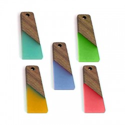 Rosewood & Resin Pendant Trapezoid 12x31mm