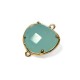 Connettore in Ottone con Cristallo Irregolare Sfaccettato Incastonato 15x16mm