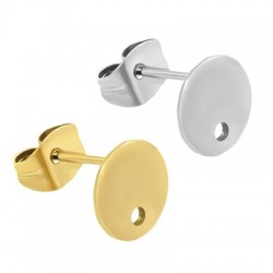 Stainless Steel Earring Pin with Round Base 8x12mm