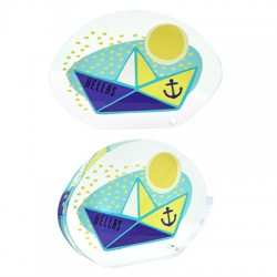 Plexi Acrylic Deco Oval w/ Boat Anchor Sun 88x61mm