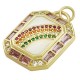 Enameled Brass Charm Octagon Rainbow with Zircon 17x23mm
