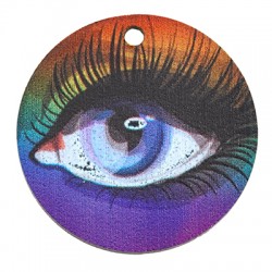 Plexi Acrylic Charm Round w/ Evil Eye 30mm