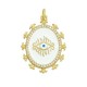 Enameled Brass Pendant Oval with Evil Eye Zircon 21x7mm