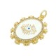 Enameled Brass Pendant Oval with Evil Eye Zircon 21x7mm