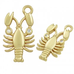 Brass Charm Lobster w/ Zircon 9x16mm