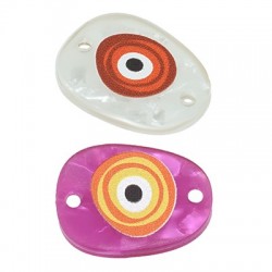 Plexi Acrylic Connector Oval w/ Evil Eye 20x15mm