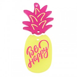 Plexi Acrylic Pendant Pineapple "Be Happy" 27x59mm (2pcs/Set)
