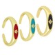 Enameled Brass Finger Ring Oval Star with Zircon 20mm