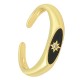 Brass Ring Oval Star w/ Zircon & Enamel 20mm