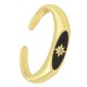Enameled Brass Finger Ring Oval Star with Zircon 20mm