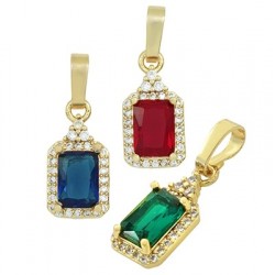 Zircon Brass Charm Rectangular 8x15mm