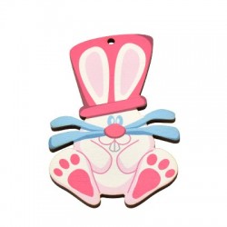 Wooden Pendant Bunny Hat 53x80mm