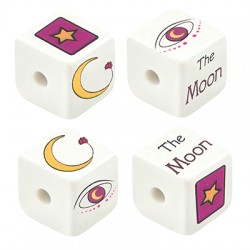 Acrylic Bead Cube "The MOON" w/ Evil Eye 15.5mm (Ø3mm)