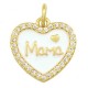 Charm cœur en Laiton Émaillé « Mama » avec Zircon 14 mm